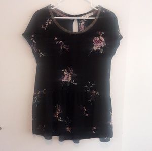Black floral shirt